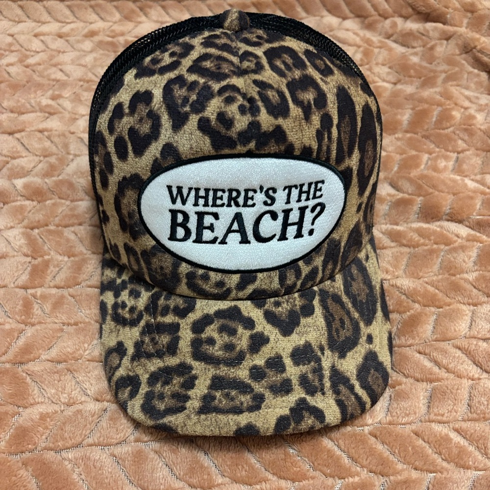 Jersey Shore Leopard Print "Where's The Beach?" Trucker Hat - Brown & Black